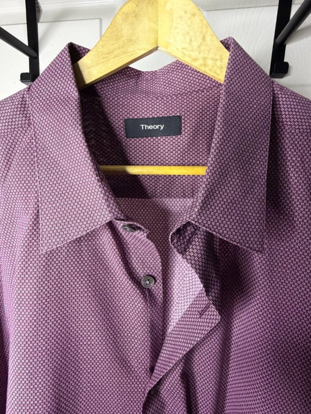 Theory Burgundy Geometric Print Button-Front Shirt Men's XXL